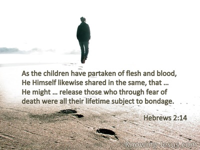 As the children have partaken of flesh and blood, He Himself likewise shared in the same, that … He might …release those who through fear of death were all their lifetime subject to bondage.