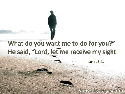 “What do you want Me to do for you?” He said, “Lord, that I may receive my sight.”